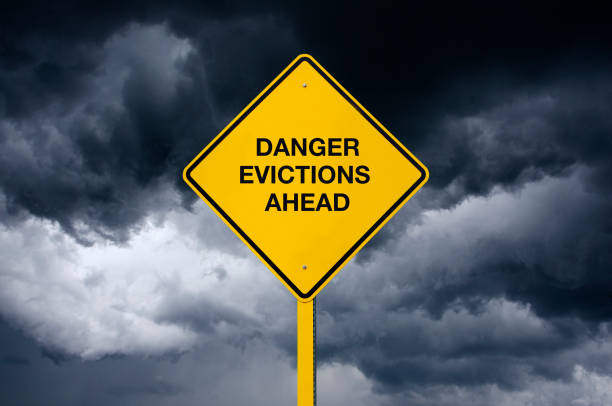 istock Danger Evictions Ahead Road Sign 1216033177