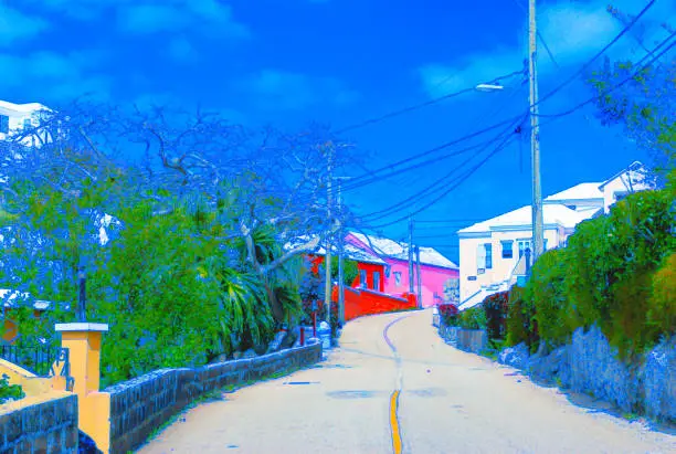 A digitally modified photograph that was originally captured in Bermuda.