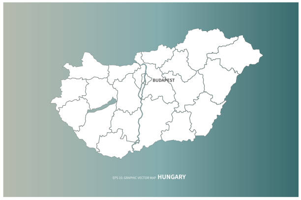 hungary map. vector map of hungary in europe hungary vector map of european country lake balaton stock illustrations