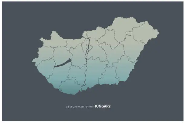 Vector illustration of hungary map. vector map of hungary in europe