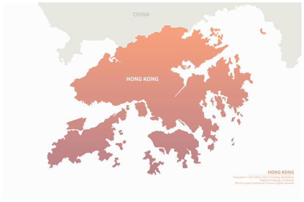 гонконг карта. hong hong район вектор карты в азии страны - гонконг stock illustrations