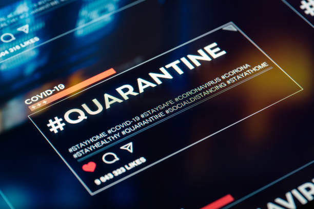 istock #quarantine hashtag for social networks close-up on digital display 1216047368
