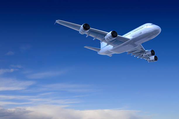 istock Airplane flying in blue sky 121605027