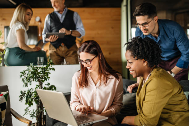 istock Group of Entrepreneurs Using Laptop, Working on New Project 1216052871