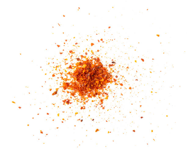 istock Chili pepper powder isolated on white background. top view 1216052971