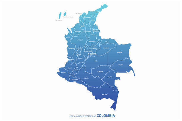 ilustrações de stock, clip art, desenhos animados e ícones de colombia map. vector map of colombia in south america - colombia map