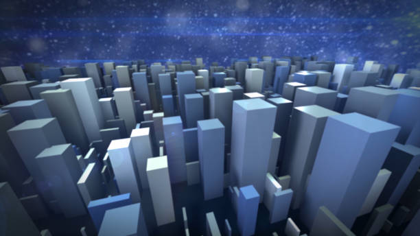 istock 3d rising cubes  Abstract modern block shaped cityscape skyline 1216057843