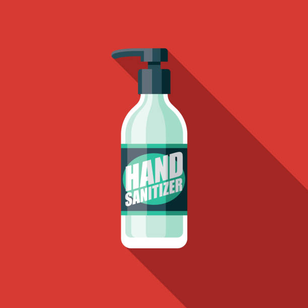 Hand Sanitizer Coronavirus COVID-19 Icon A flat design coronavirus COVID-19 icon with a long shadow. File is built in the CMYK color space for optimal printing. Color swatches are global so it’s easy to change colors across the document. disease vector stock illustrations