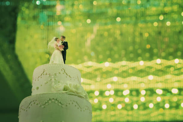 wedding doll on cake, love couple, happy concept