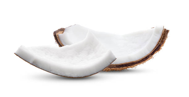 istock Coconut pieces isolated on a white background 1216064159