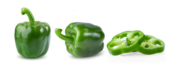 istock Green pepper full depth of field on white background 1216066245