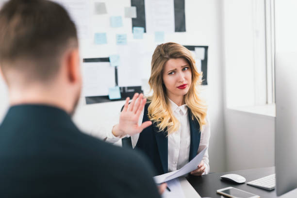 istock young woman hr manager refuses to candidate during interview in her modern bright office, , multitasking, employment concept 1216072809