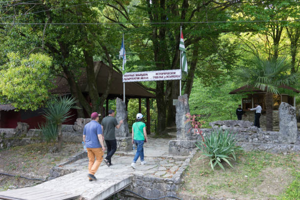atrakcja turystyczna. nowy athos, abchazja - abkhazian flag zdjęcia i obrazy z banku zdjęć