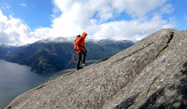 istock Mountaineer walks along mountain ridge 1216076642