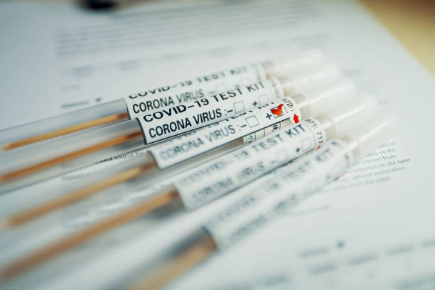 istock Blood tube with Coronavirus(COVID-19) label and Lungs CT examination image 1216076747