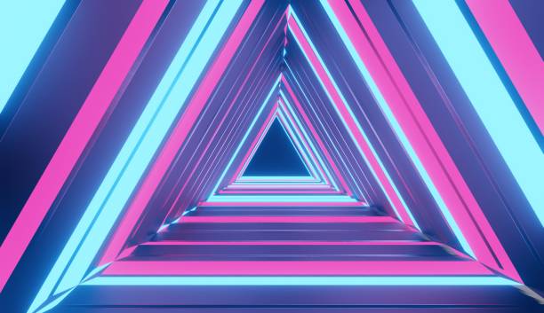 istock Abstract background with futuristic triangle tunnel with neon light.3D Rendering 1216079886