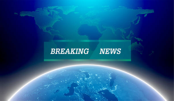 istock Breaking news live on world map background. 1216079928