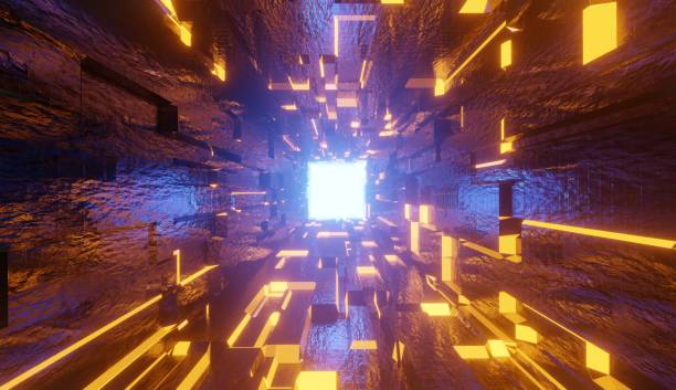 istock Sci Fi futuristic  grunge concrete reflective .3D Rendering 1216080119