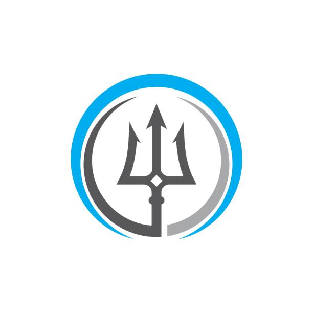 trident logo template vektor-symbol - trident stock-grafiken, -clipart, -cartoons und -symbole