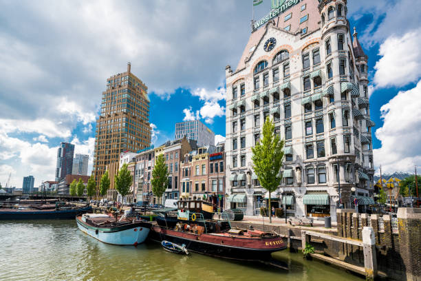 Rotterdam city center with harbor, Netherlands