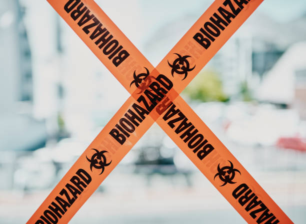 Shot of barrier tape cordoning off a room