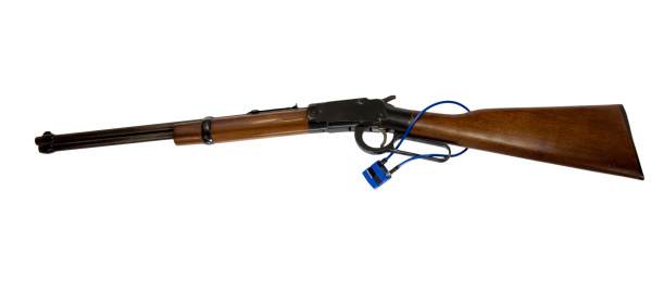 This youth single shot .22 rifle is locked with a cable lock. Clipping path