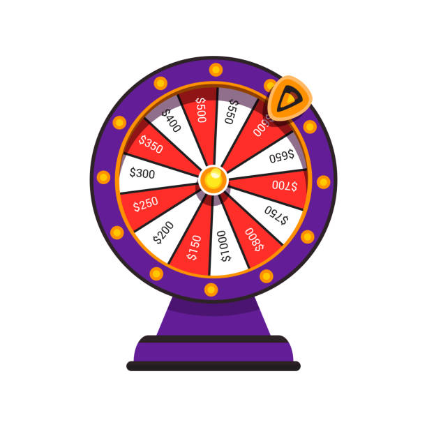 illustrazioni stock, clip art, cartoni animati e icone di tendenza di ruota della fortuna rotante del casinò isolata su bianco - wheel incentive award spinning