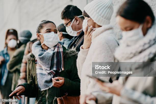 As Long As Were Together Well Get Through This Stock Photo - Download Image Now - Protective Face Mask, Crowd of People, Community