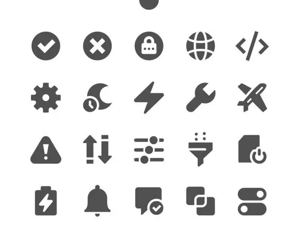 Vector illustration of Setting Well-crafted Pixel Perfect Vector Solid Icons 30 2x Grid for Web Graphics and Apps. Simple Minimal Pictogram