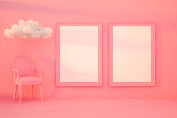 istock 3D Indoor, living room, armchair and empty frame with sunlight and cloud 1216103790