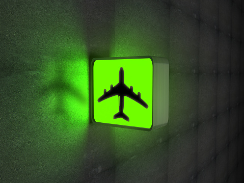 Airport airplane green sign