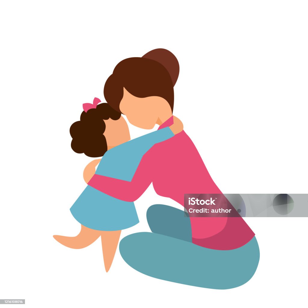 mother with daughter Vector illustration mom with daughter hug each other Mother stock vector