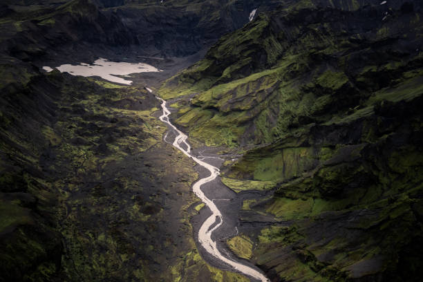 istock Aerial view of waterfall in Iceland 1216108049