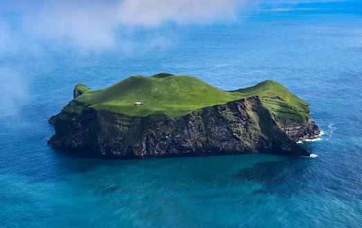 Aerial view of beautiful small island in Iceland