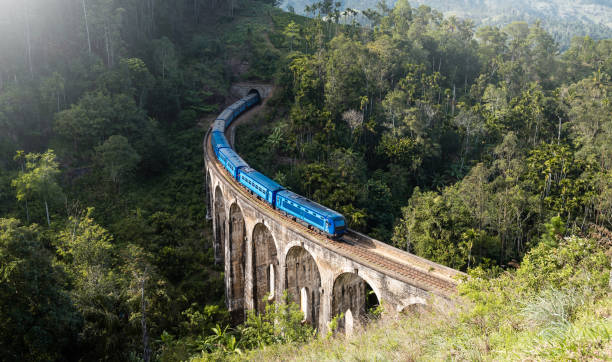 istock Train arriving at famous Nine arch bridge in Ella, Sri Lanka 1216110075