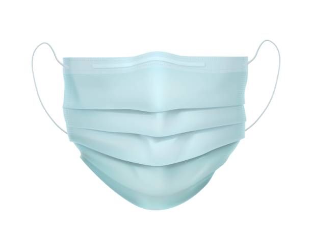 Realistic protective medical face mask. Realistic protective medical face mask. Personal safety equipment isolated vector illustration. Respirators and surgical mask. Disposable device for coronavirus protection and self prevention. protective face mask illustrations stock illustrations