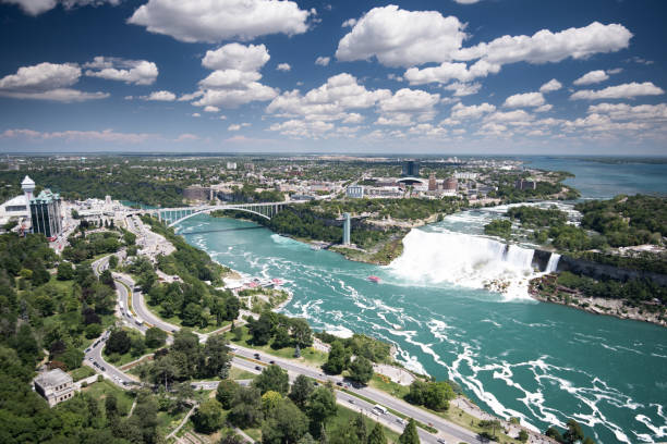 istock Niagara waterfall from above, Aerial view of Niagara waterfall. 1216112426