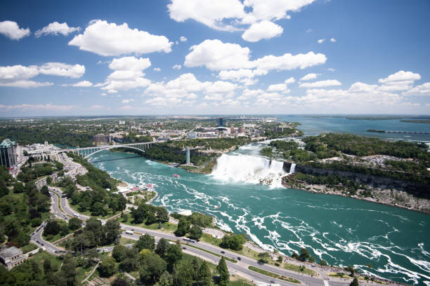 istock Niagara waterfall from above, Aerial view of Niagara waterfall. 1216112438