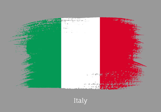 illustrazioni stock, clip art, cartoni animati e icone di tendenza di bandiera ufficiale dell'italia a forma di pennellata - bandiera italiana