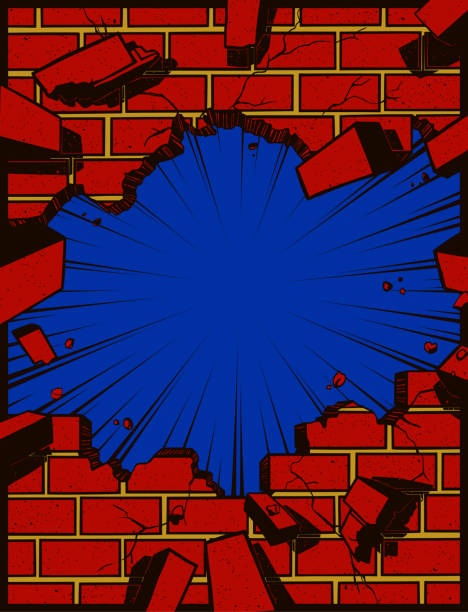 Pop Art Comics Hole In Brick Wall Torn Down Exploding Cartoon Vector  Illustration Stock Illustration - Download Image Now - iStock