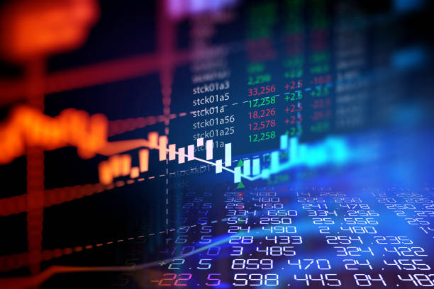 gráfico financiero sobre los antecedentes abstractos de la tecnología - banking crisis fotografías e imágenes de stock