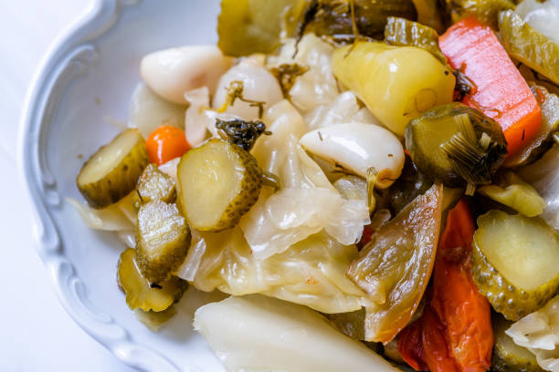 istock Homemade Mixed Turkish Pickles in Plate. Ready to Eat. 1216116826