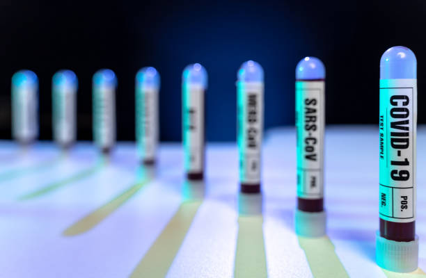 istock COVID-19(Coronavirus) blood test sample tube close-up white label 1216118143