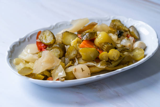 istock Homemade Mixed Turkish Pickles in Plate. Ready to Eat. 1216120309