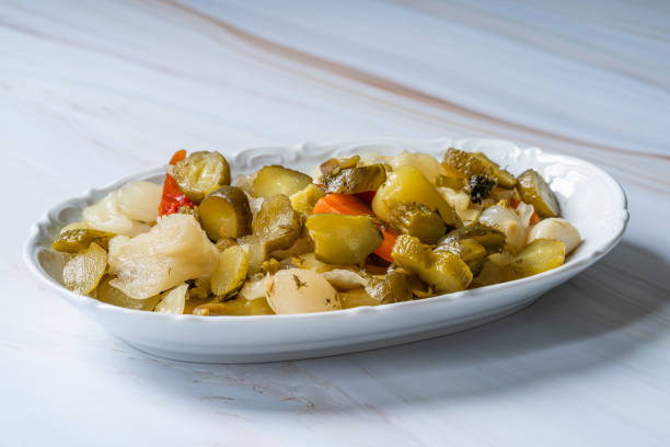 istock Homemade Mixed Turkish Pickles in Plate. Ready to Eat. 1216121024