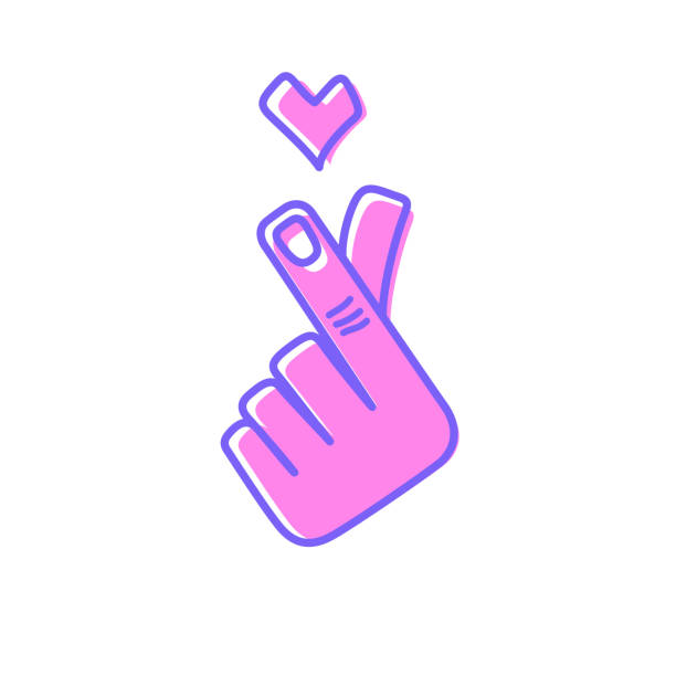 Korean symbol hand heart vector art illustration