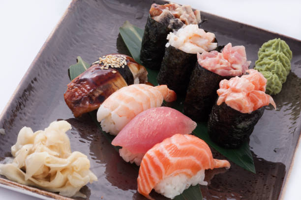 set of various classic sushi