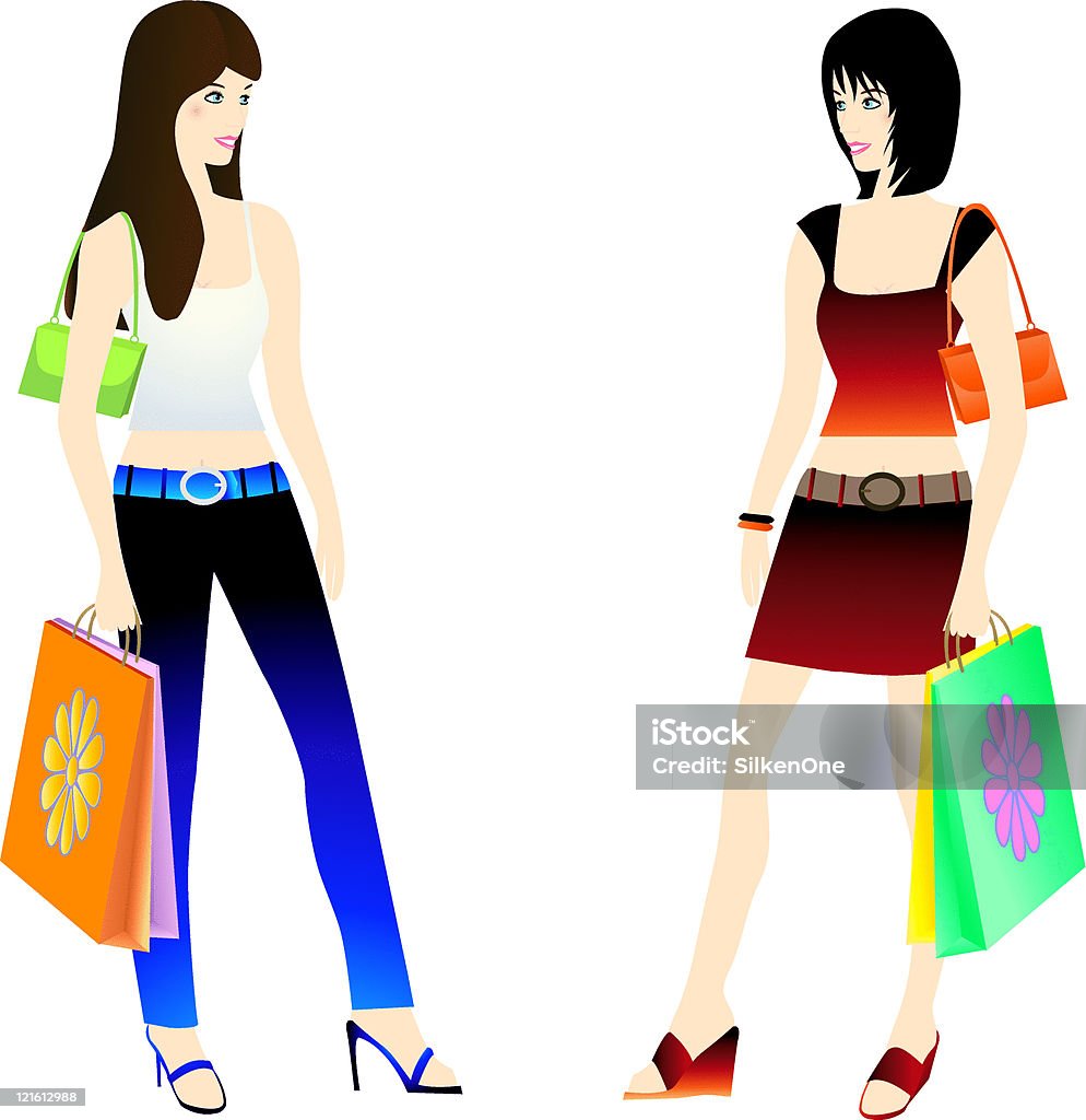 Teen shopping - arte vettoriale royalty-free di Due persone