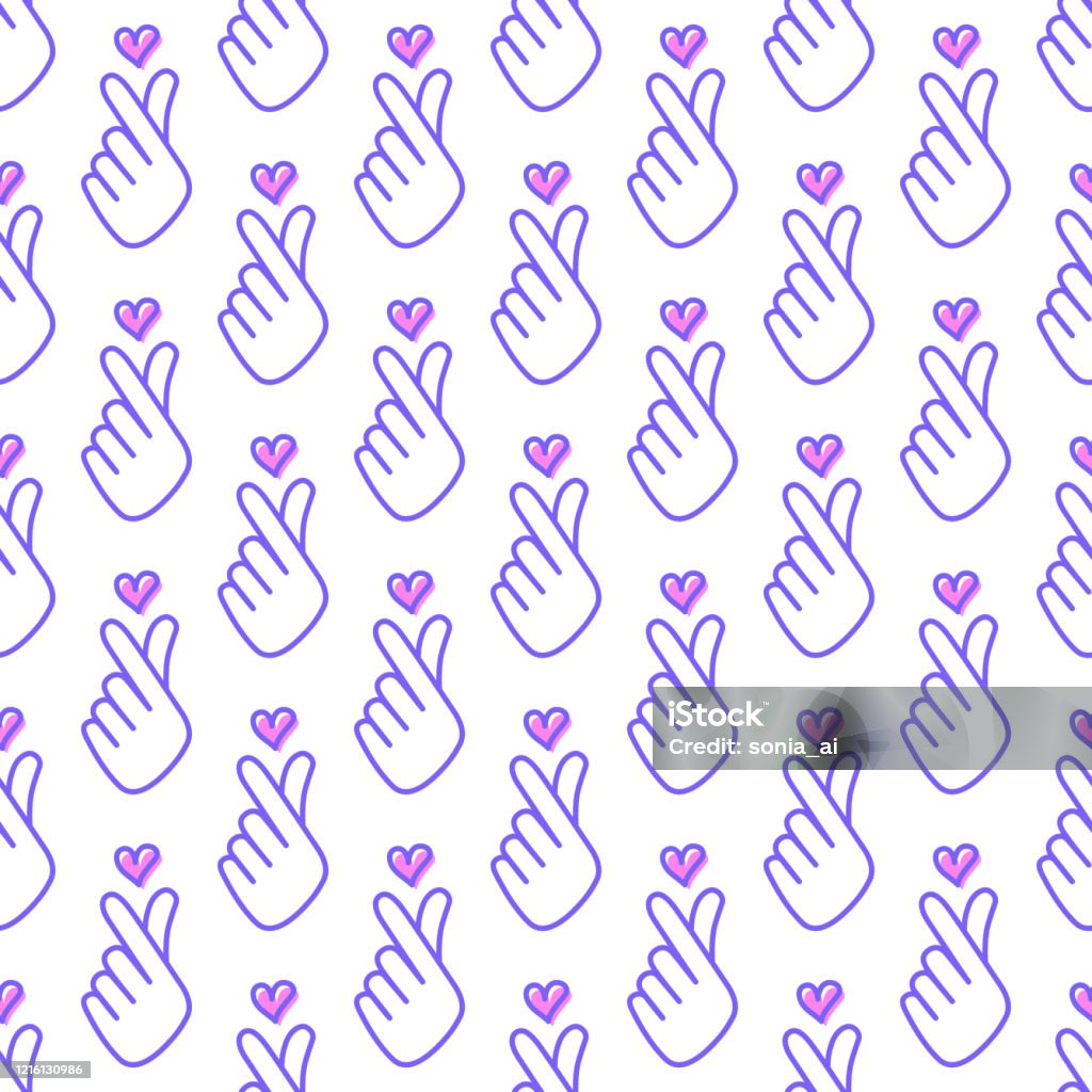I Love Kpop Korean Symbol Hand Heart Stock Illustration - Download Image  Now - Backgrounds, Finger, Heart Shape - iStock