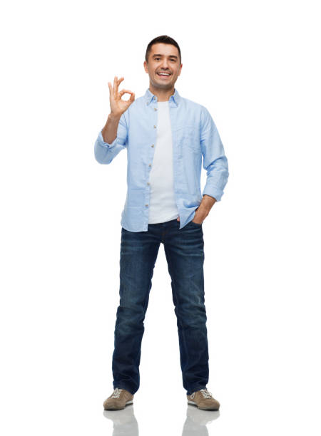 smiling man showing ok hand sign